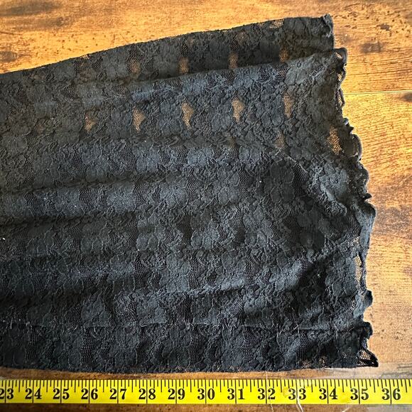 Lacey Slip Dress Chemise Large Black Sheer Ruffle Top Stretchy Siren Coquette - Picture 4 of 6